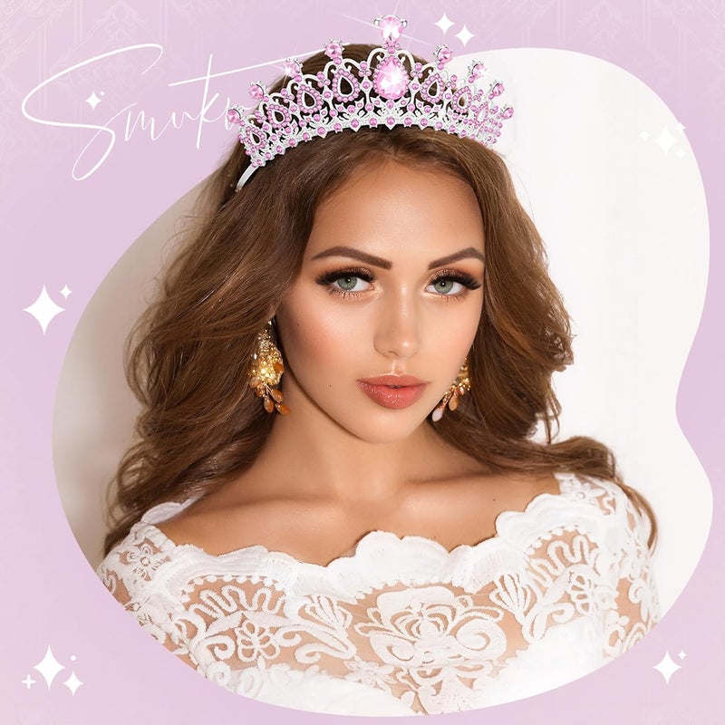 Loetere 12 Pcs Crystal Tiara and Princess Crown with Comb Crown Rhinestone Women Girls Tiara Headpiece Queen Hair Accessories for Birthday Party Wedding Prom Halloween Cosplay Costume - Image 2